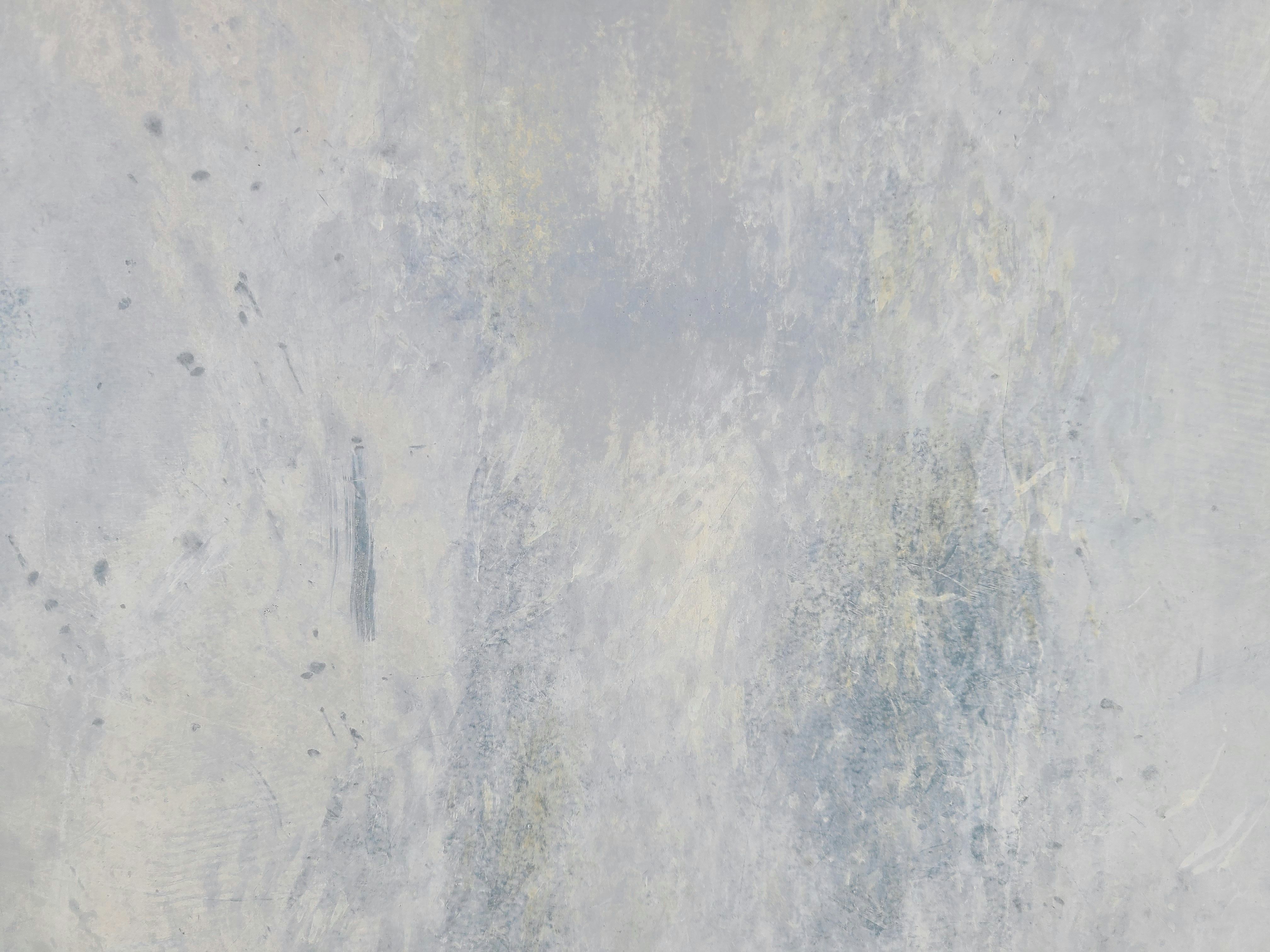 a painting of a white and blue wall