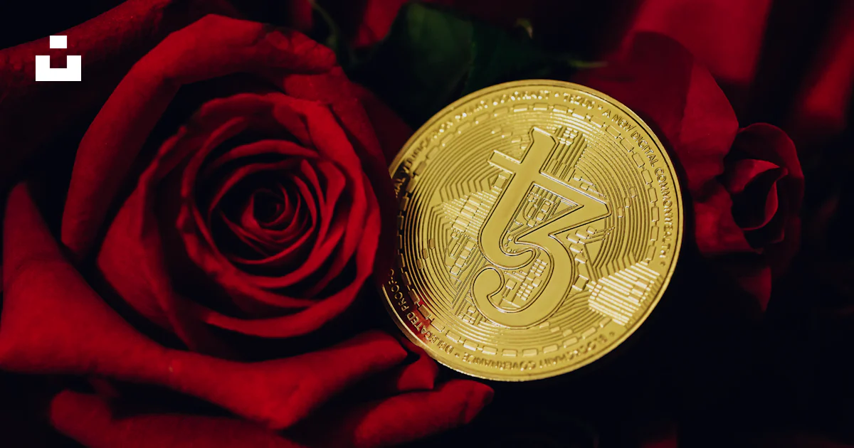 Bitcoin Roses A close up of a rose with a bitcoin on it photo – Free Money Image on ...