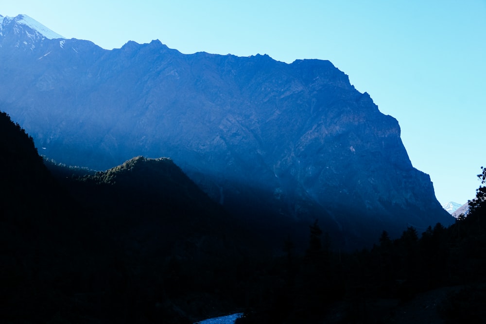 a view of a mountain range with a river running through it