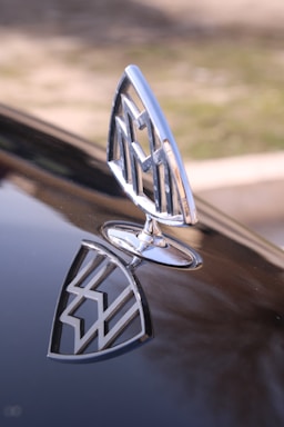 a close up of the hood ornament on a car