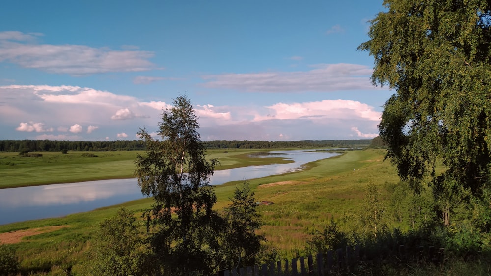 une rivière qui coule à travers une campagne verdoyante