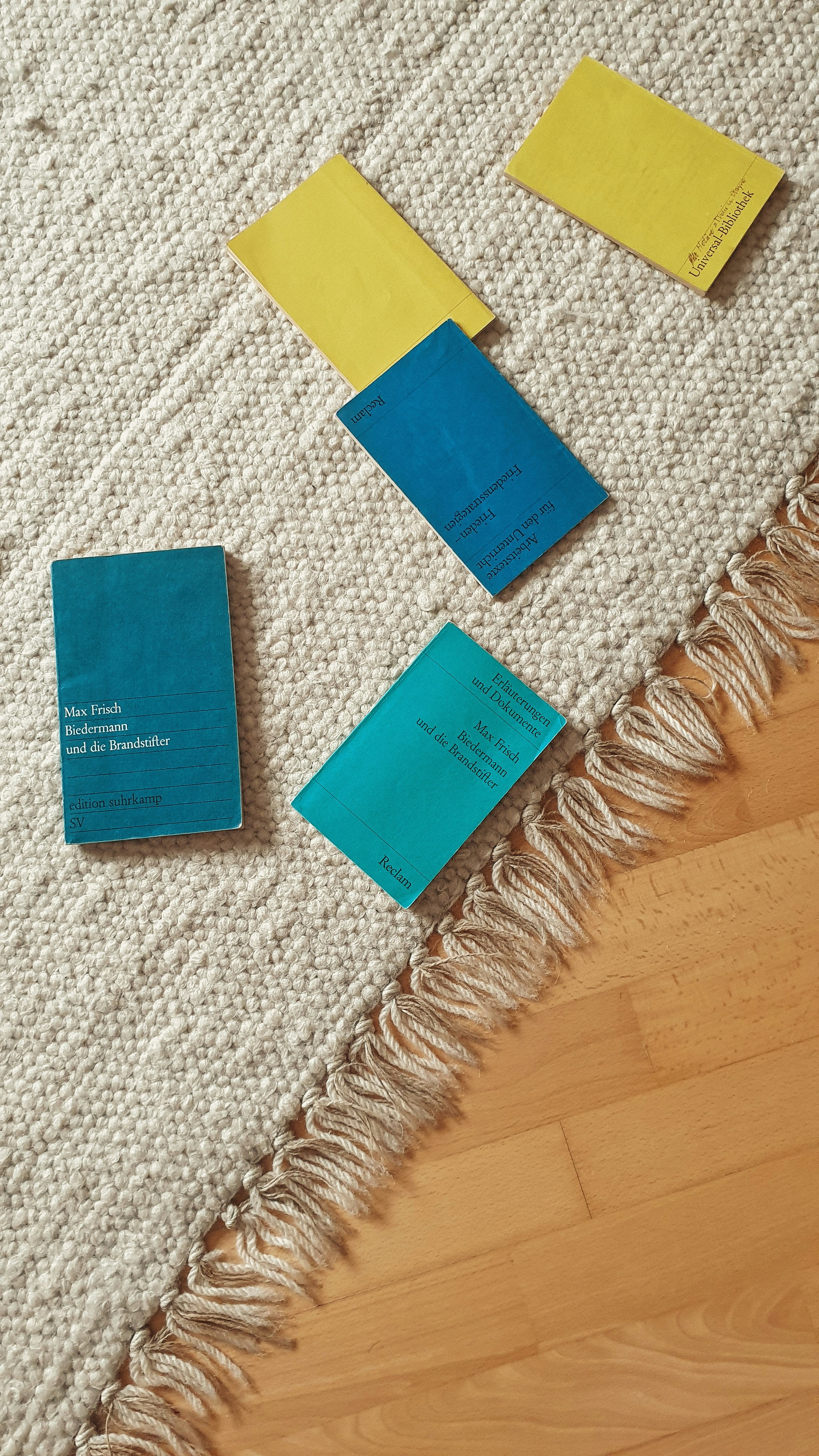 a rug with a book on top of it