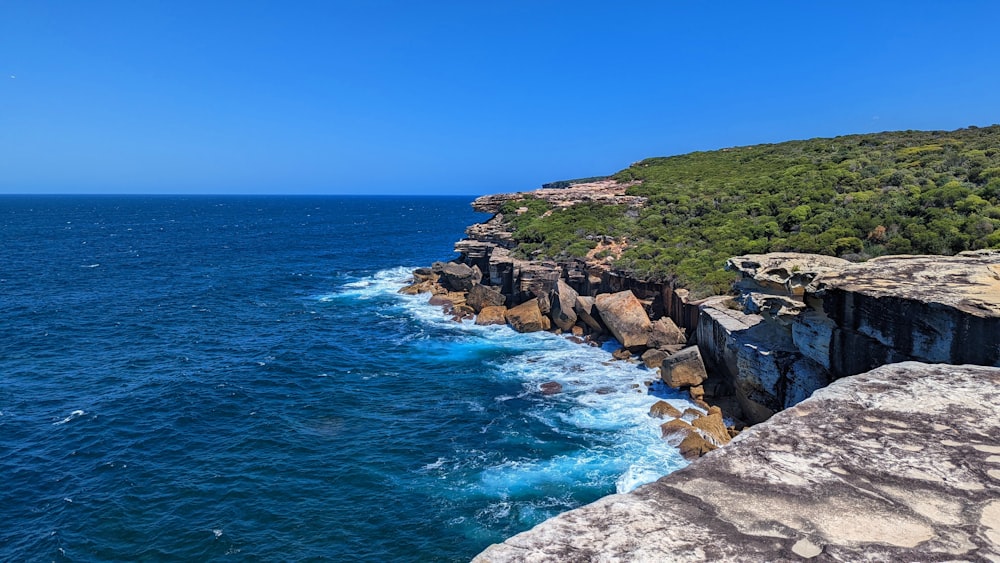 a view of the ocean from a cliff