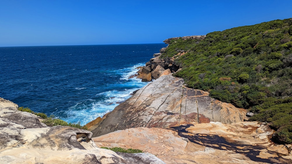 a view of the ocean from a cliff