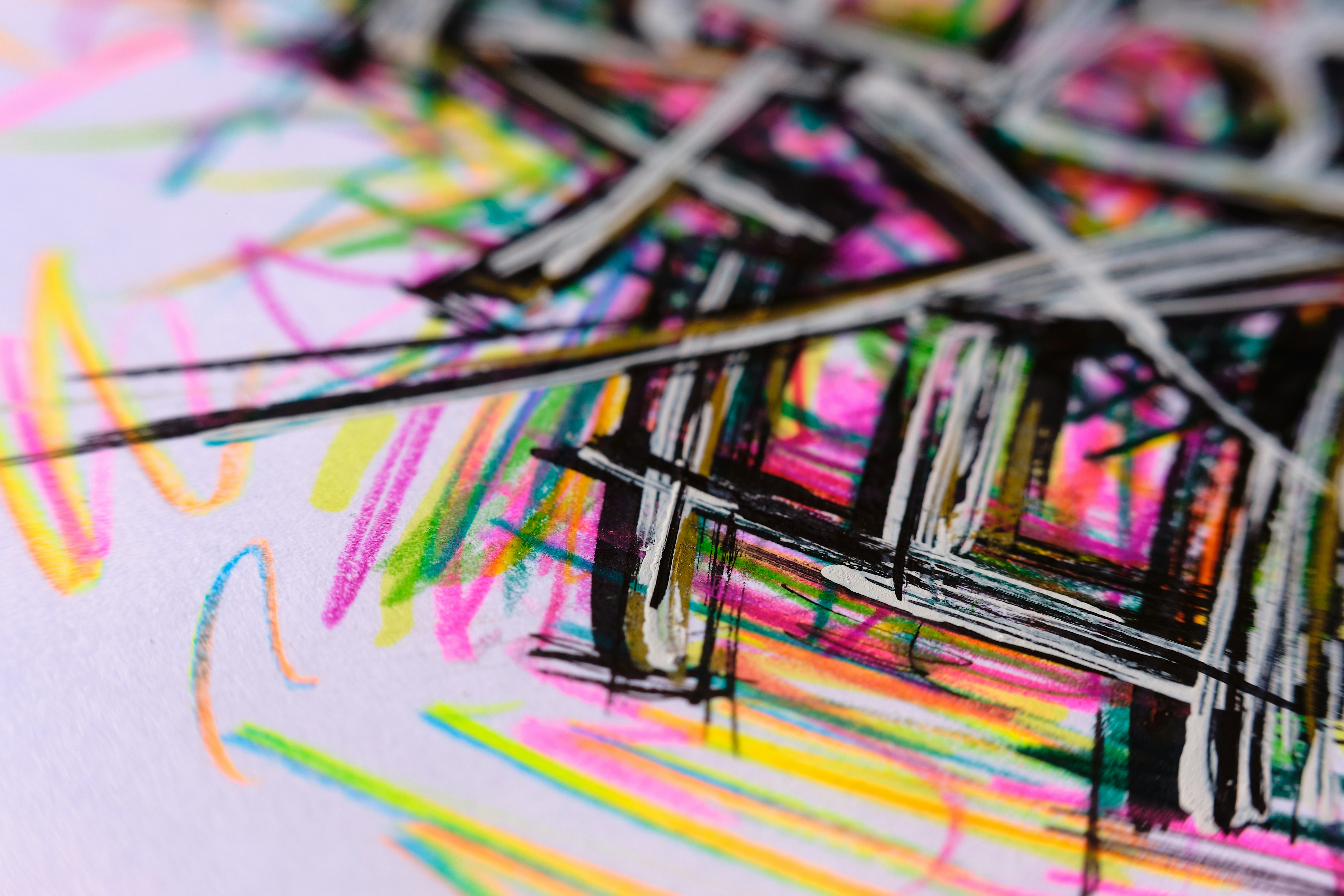 Lettering art closeup, colorful expressive art