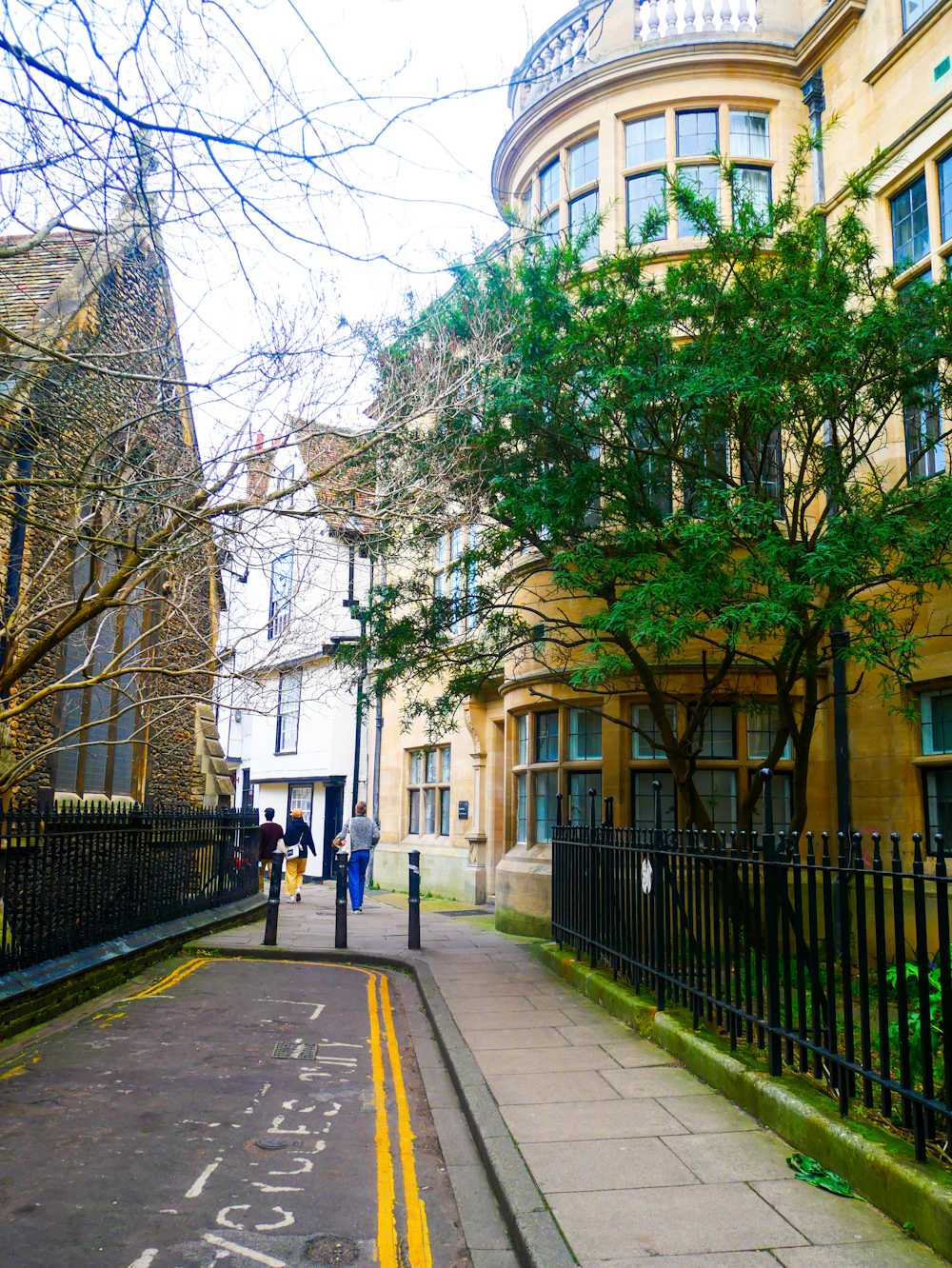A street of historic buildings in Cambridge