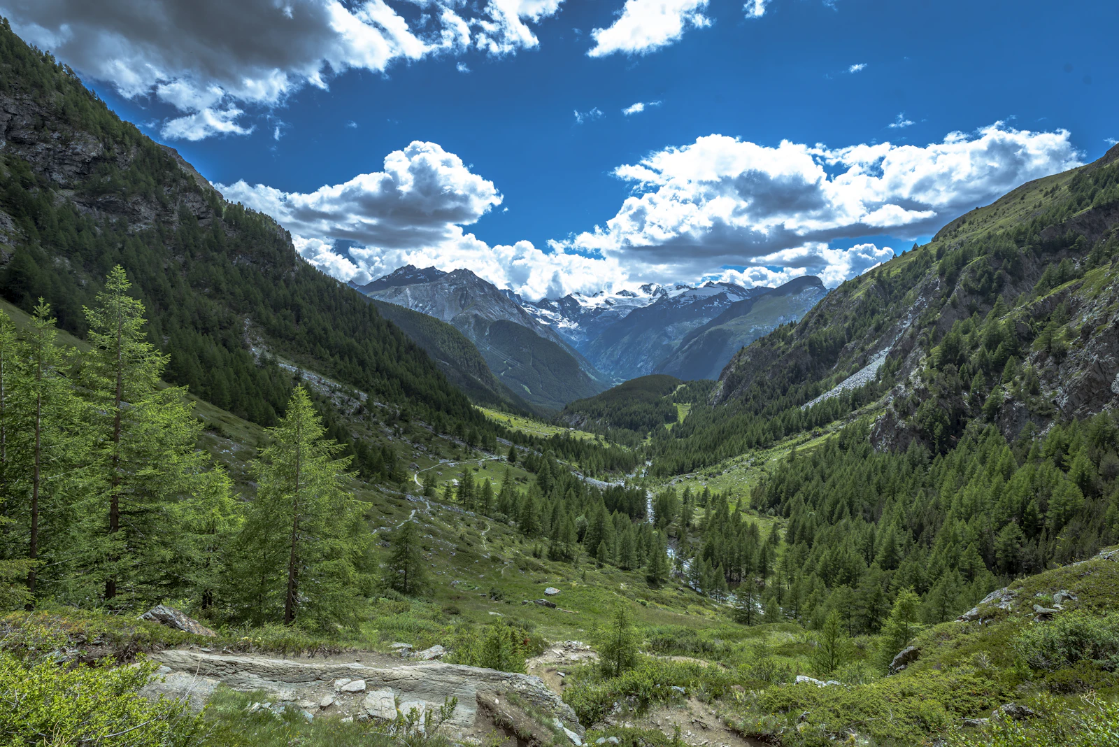 Panorama d'une vallée alpine du Val d'Aoste (image d'illustration)
