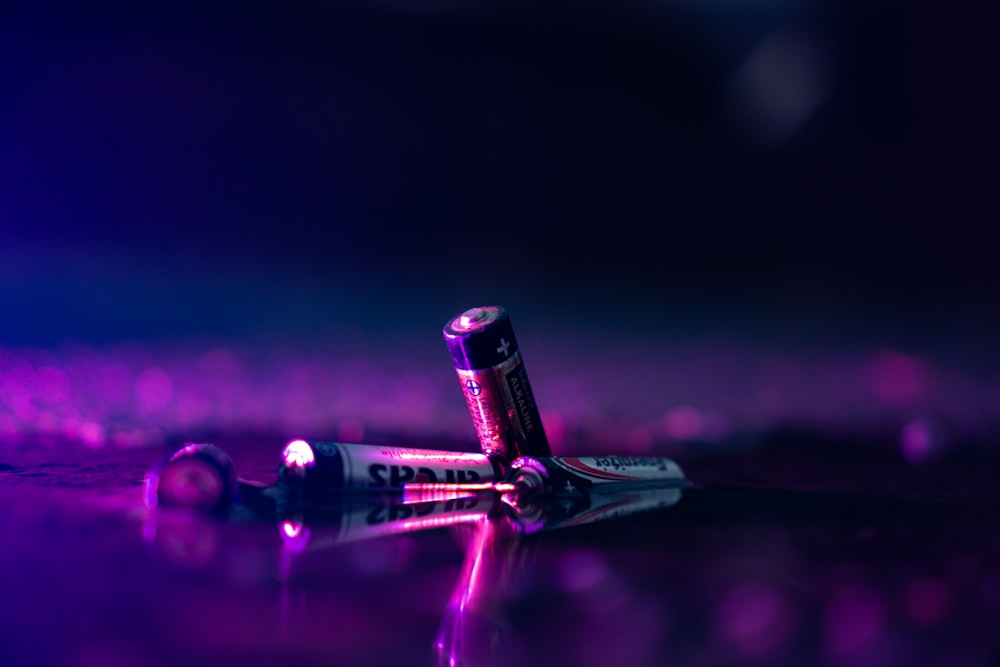 a close up of a razor blade on a table