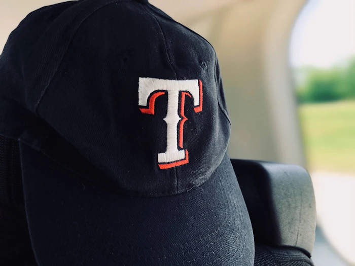 Embroidered logo on a baseball cap