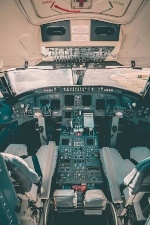 a view of the cockpit of an airplane