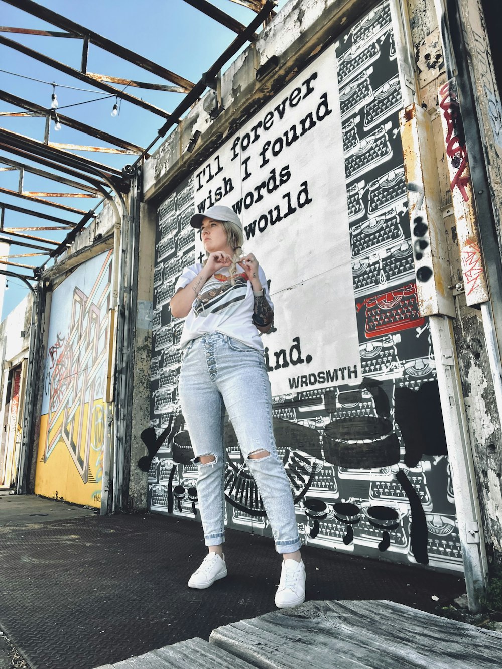 a person standing in front of a building