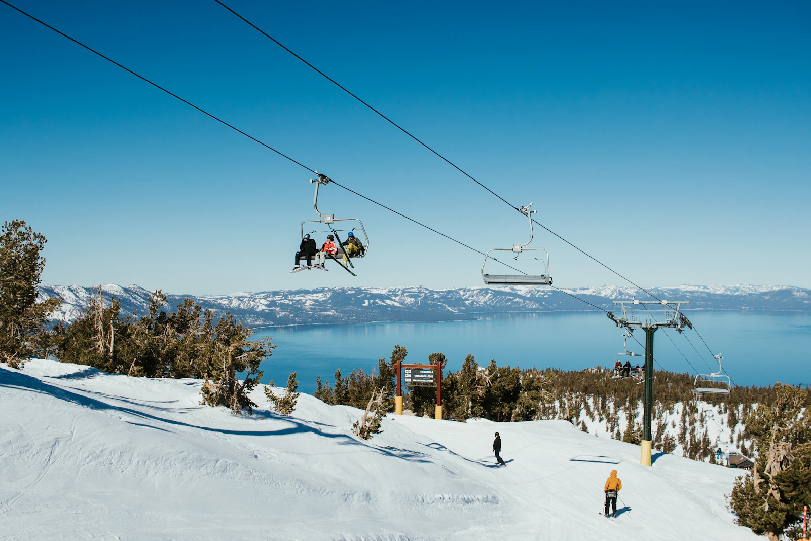 A Lake Tahoe ski piste in winter