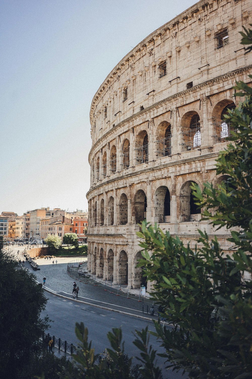 a view of the roman colossion from across the street