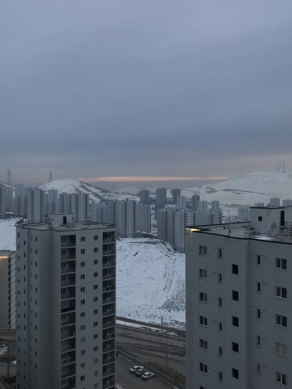 a view of a city from a high rise building