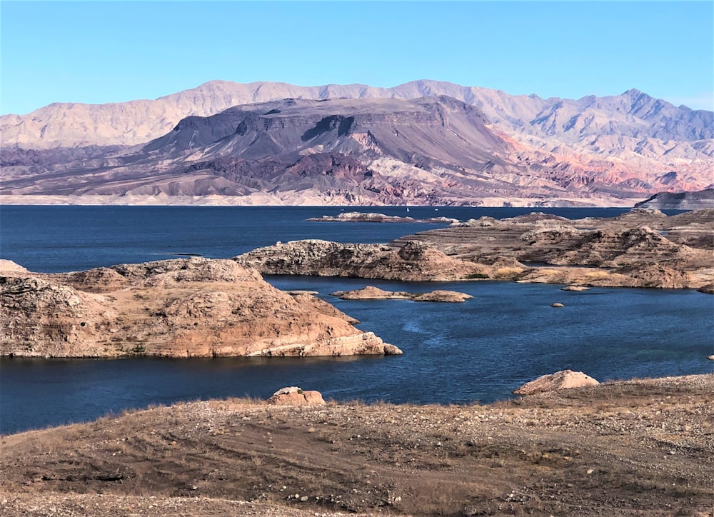 a large body of water surrounded by mountains