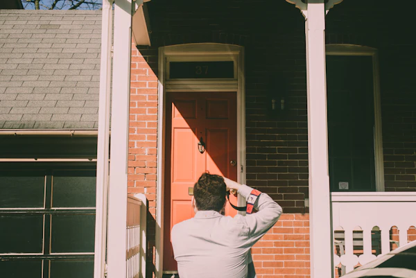 Buyer arriving at a property entrance