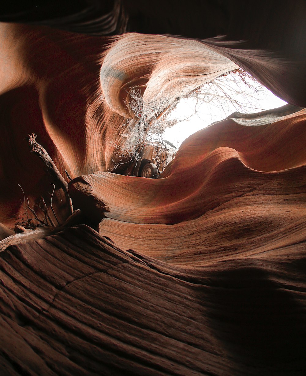 a view of the inside of a rock formation