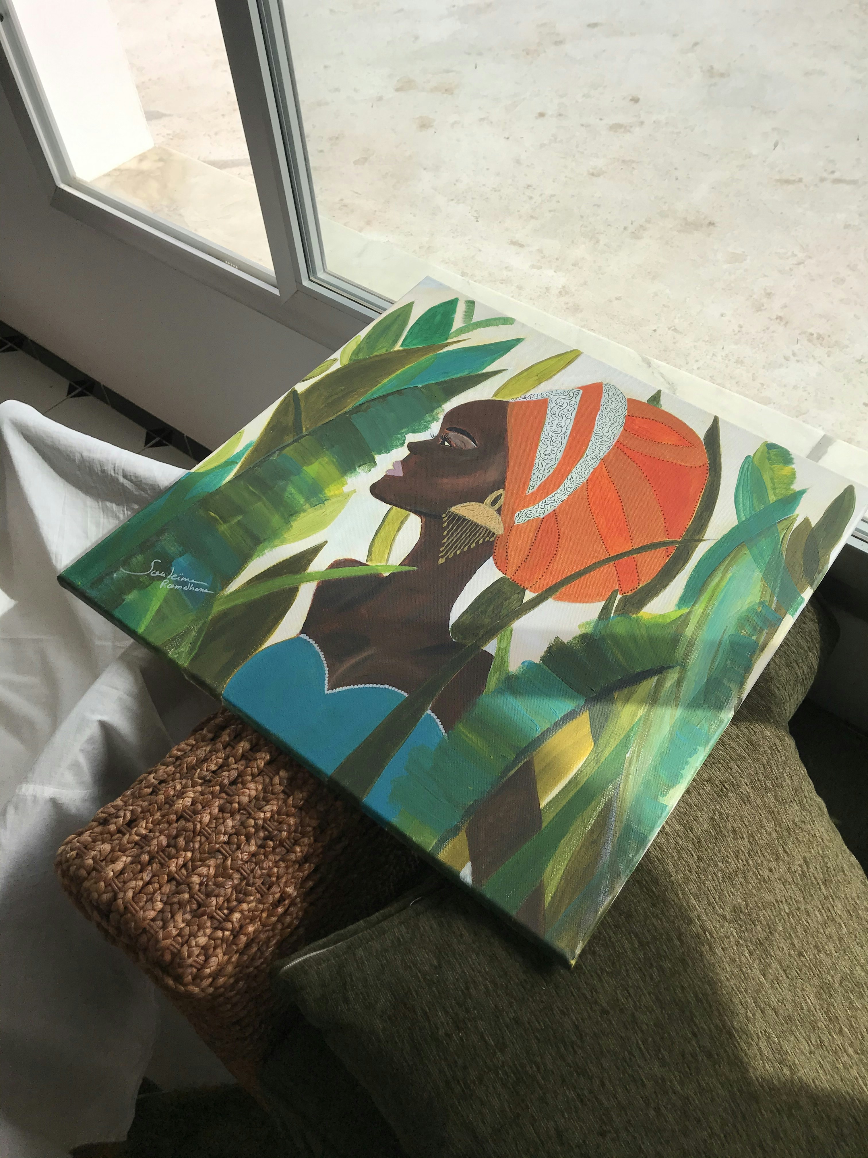 a painting of a brown bear on canvas