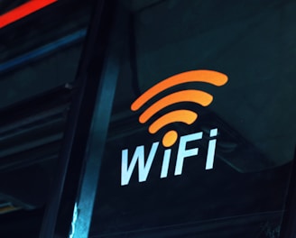 a close up of the wifi logo on the side of a bus