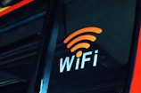 a close up of the wifi logo on the side of a bus