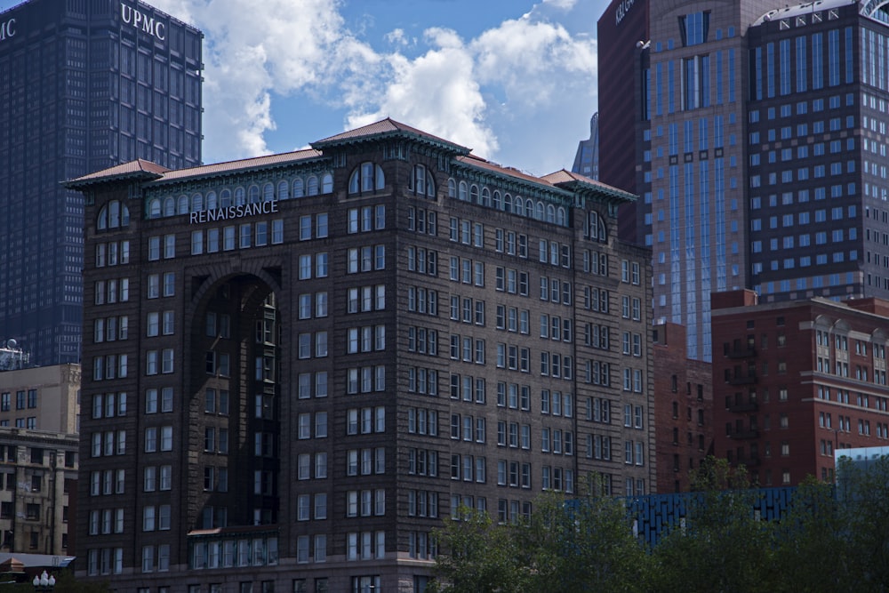 a large building with a clock on the front of it