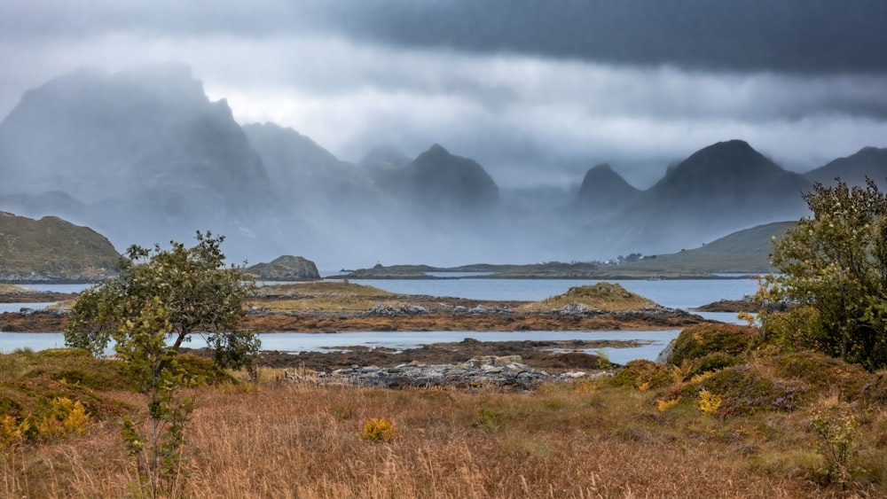 a large body of water surrounded by mountains