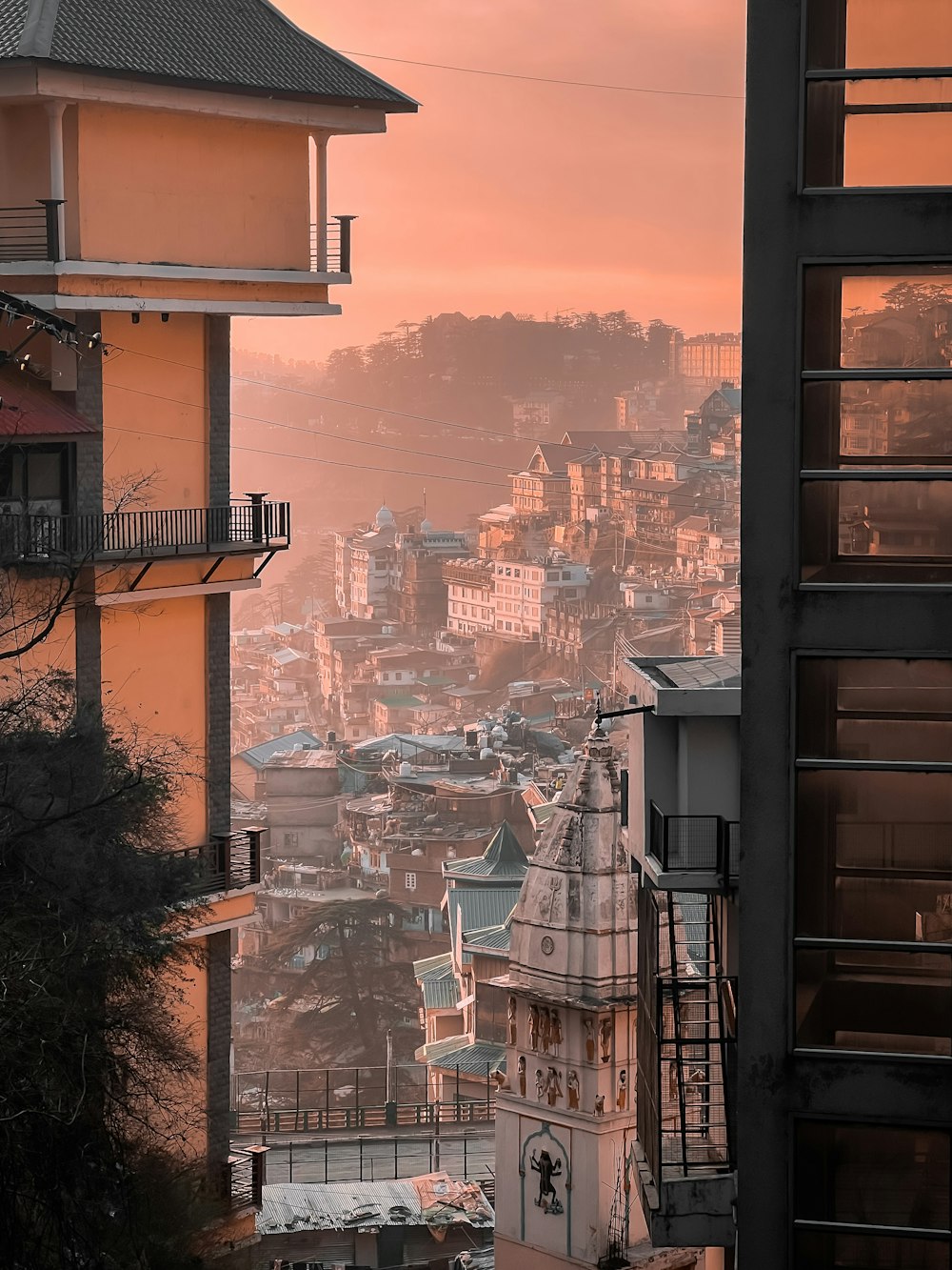 a view of a city from a tall building