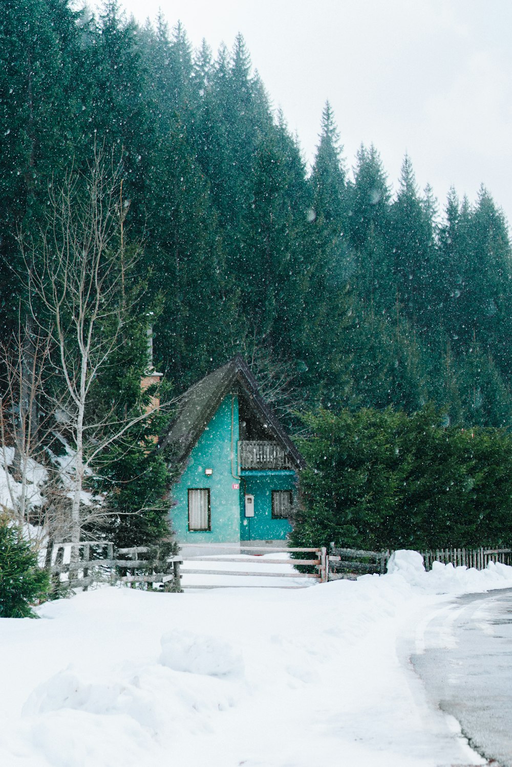 a house covered in snow