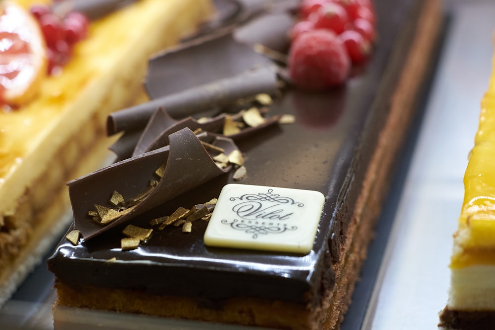 a close up of a variety of desserts on a table