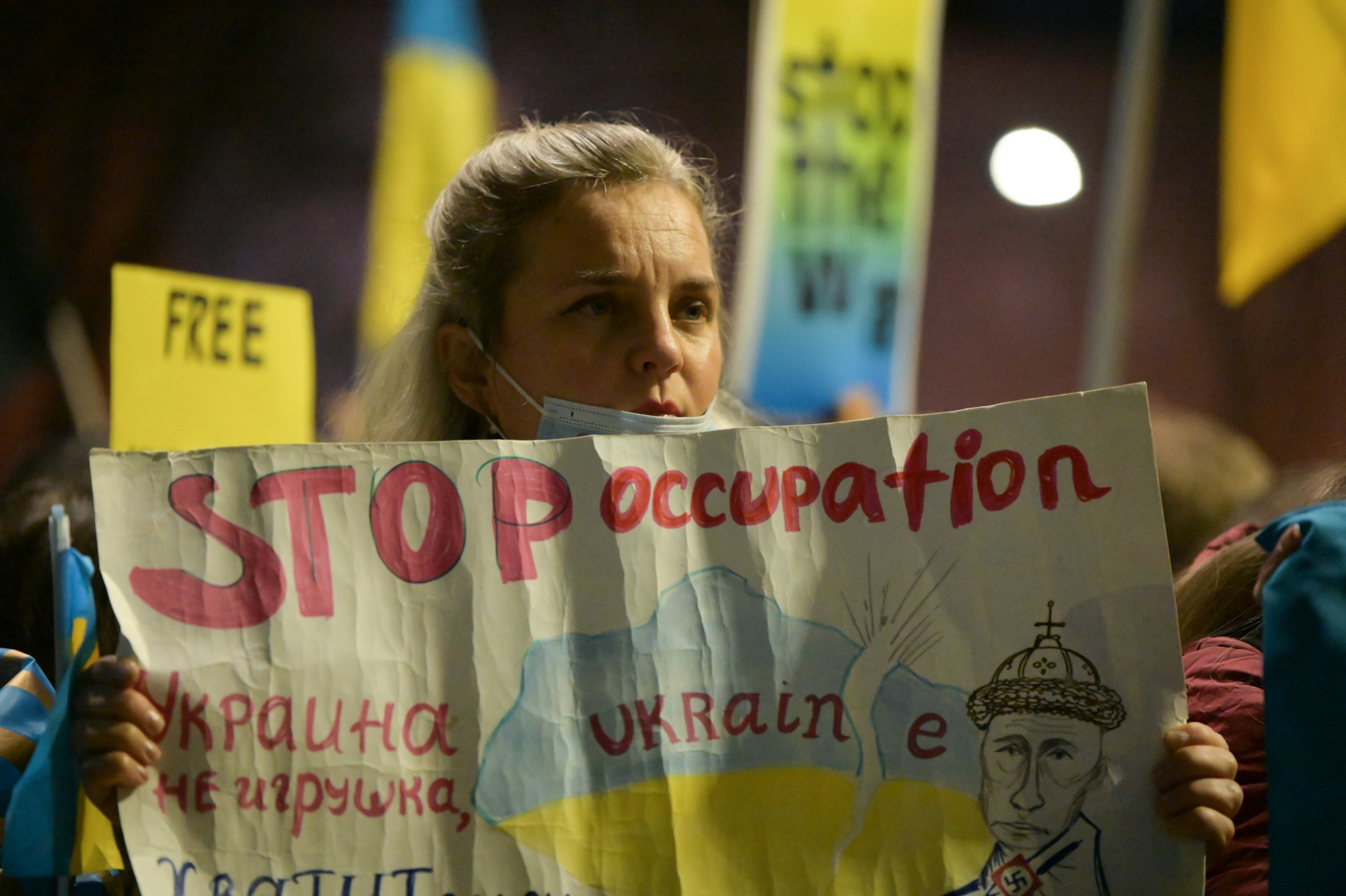 Protest against Ukraine invasion by Russia.
