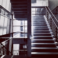 Finished metal staircase with clean lines and industrial design.