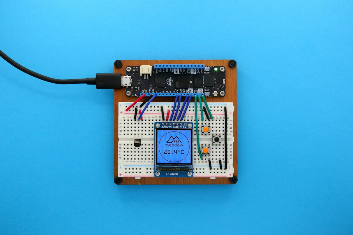 IoT temperature sensor device with a small display