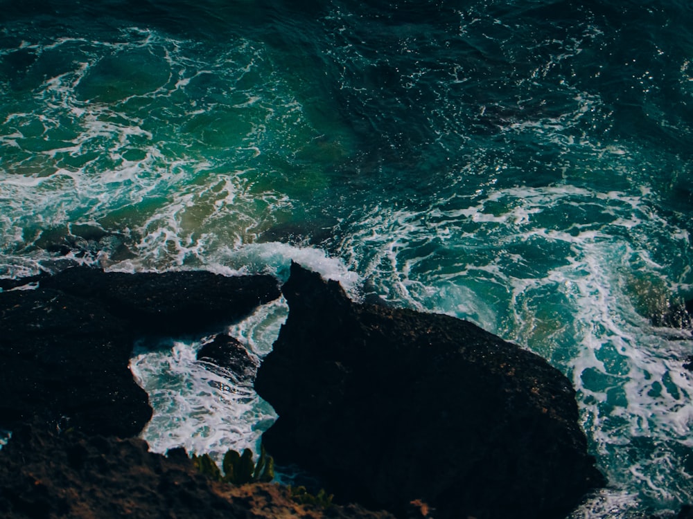 a view of a body of water from above