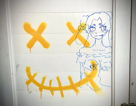 A vibrant custom mascot character sketch in modern style with bright orange and blue gradients.