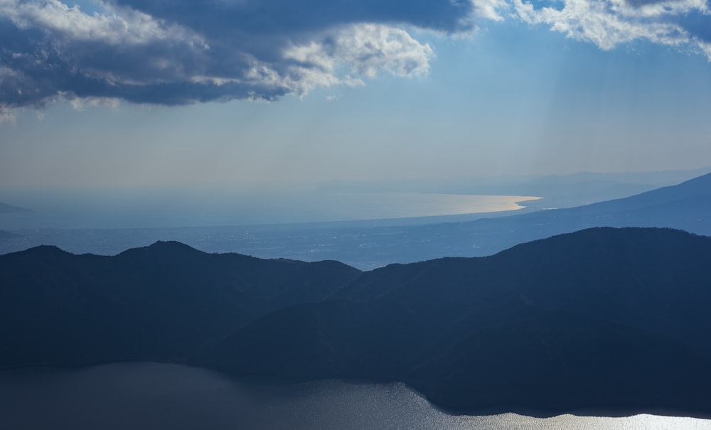 a view of a body of water from a plane