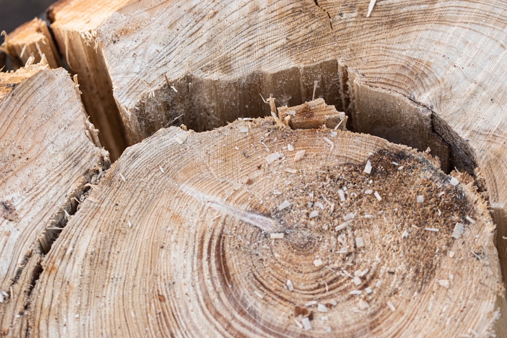 a piece of wood that has been cut in half