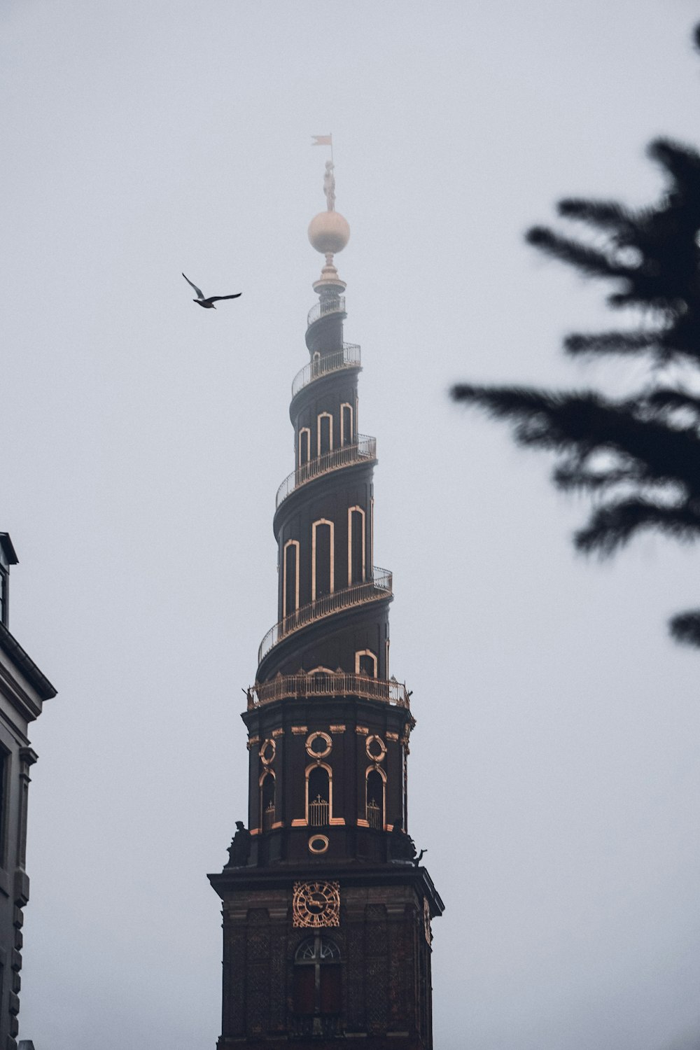 a very tall tower with a clock on it