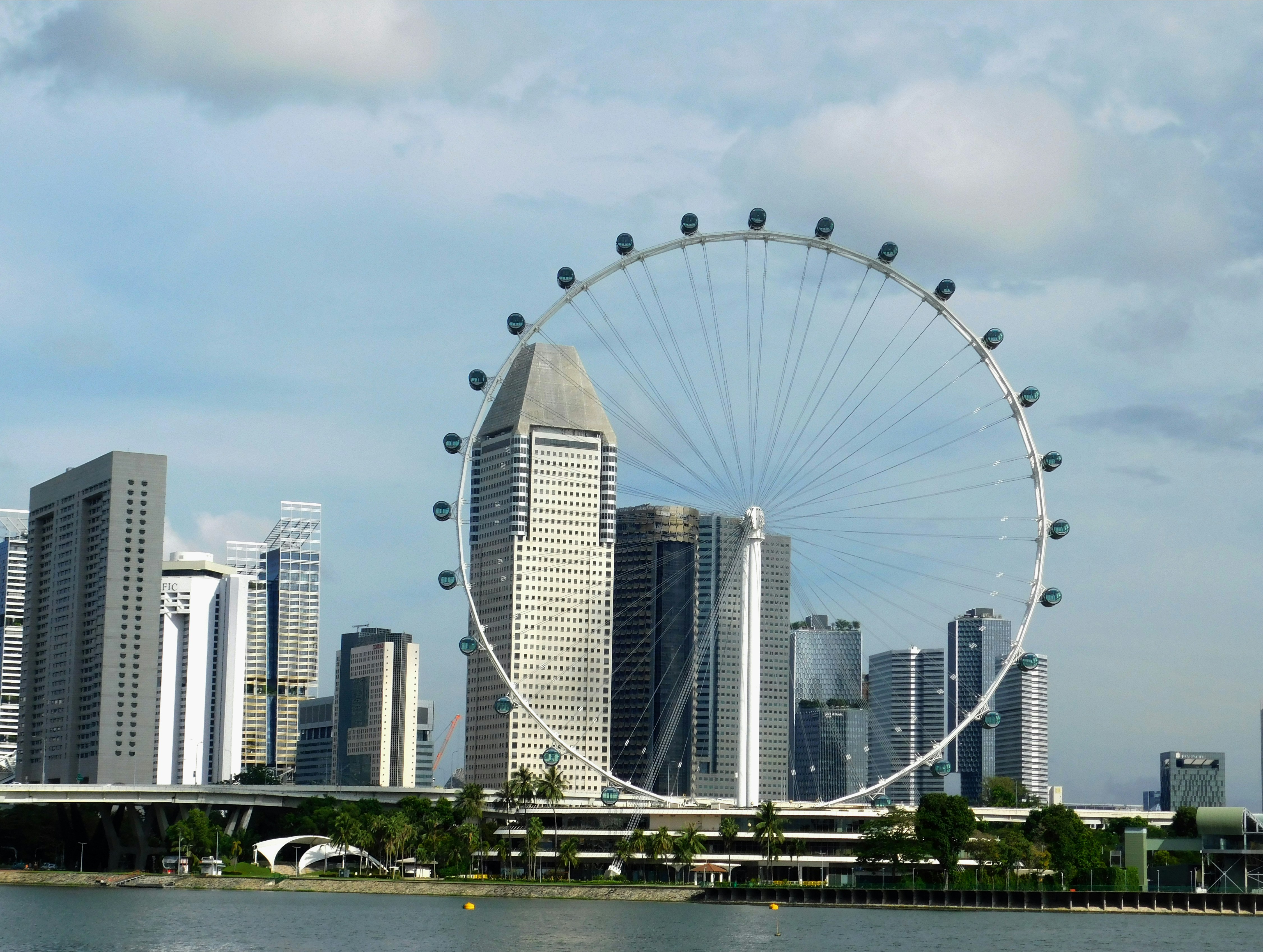 a large ferris wheel in the middle of a city