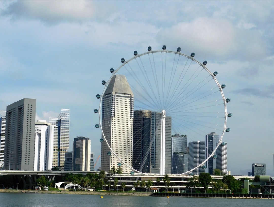 a large ferris wheel in the middle of a city,