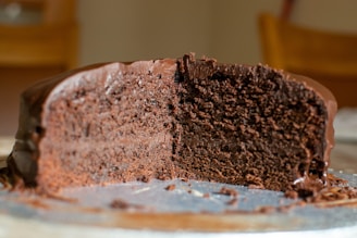 a piece of chocolate cake on a plate