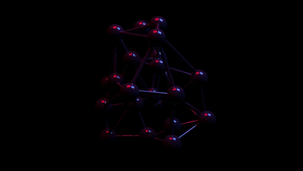 a black background with red and blue lights