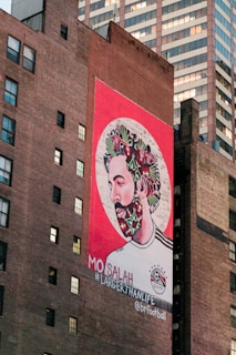 a large advertisement on the side of a building