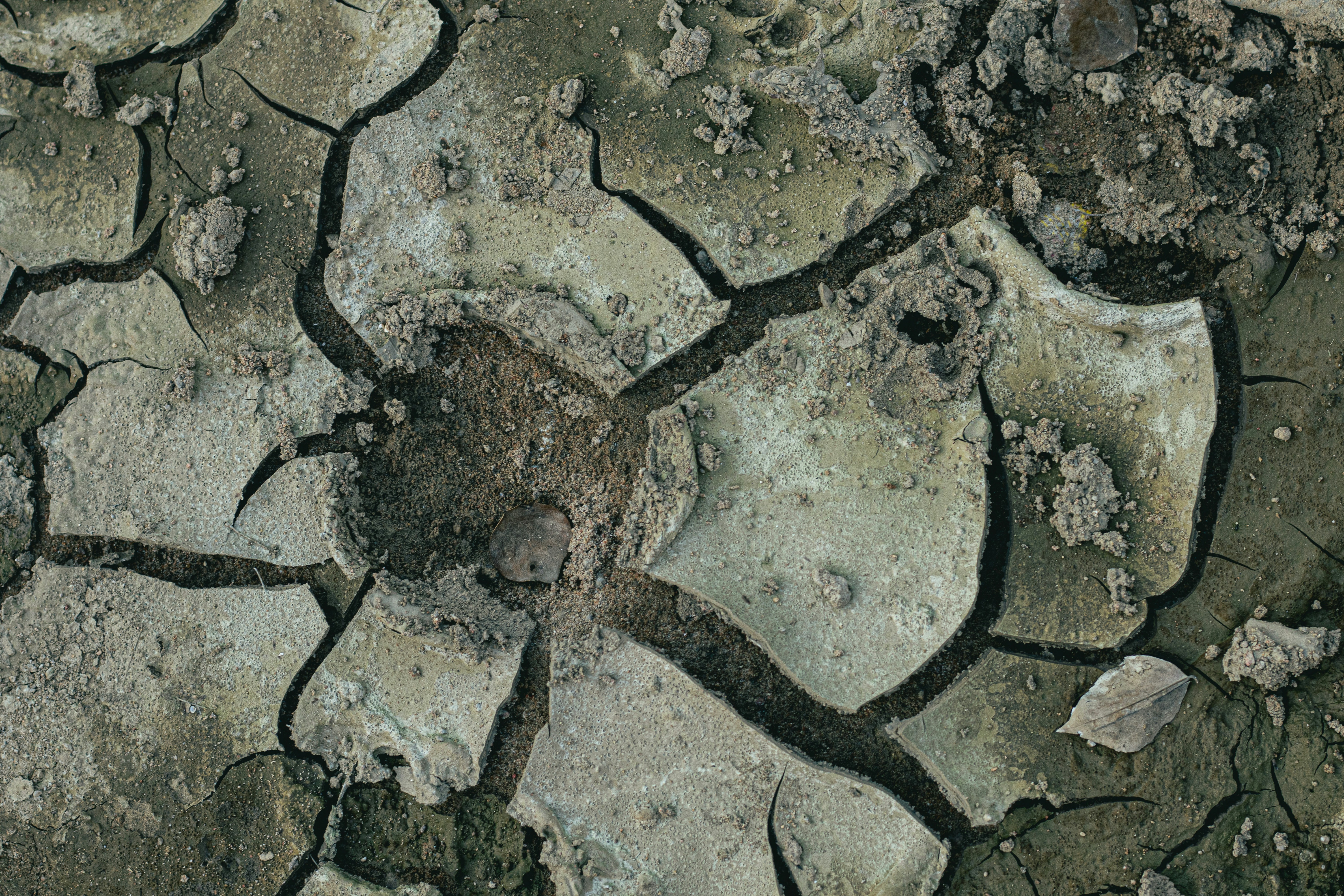 a close up view of a cracked surface