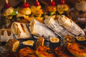 a bunch of food that is on a table