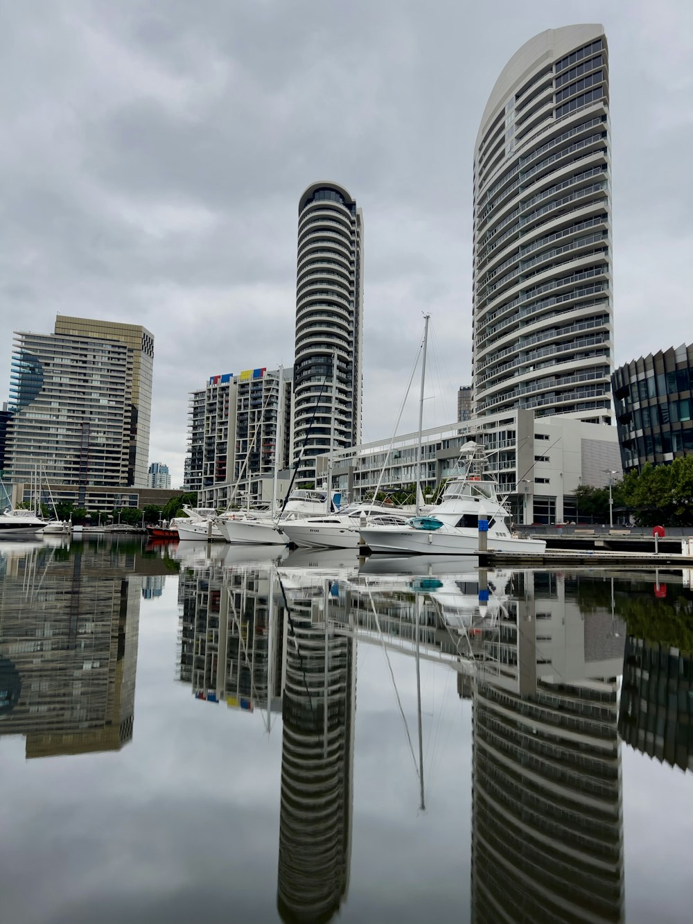 a body of water surrounded by tall buildings