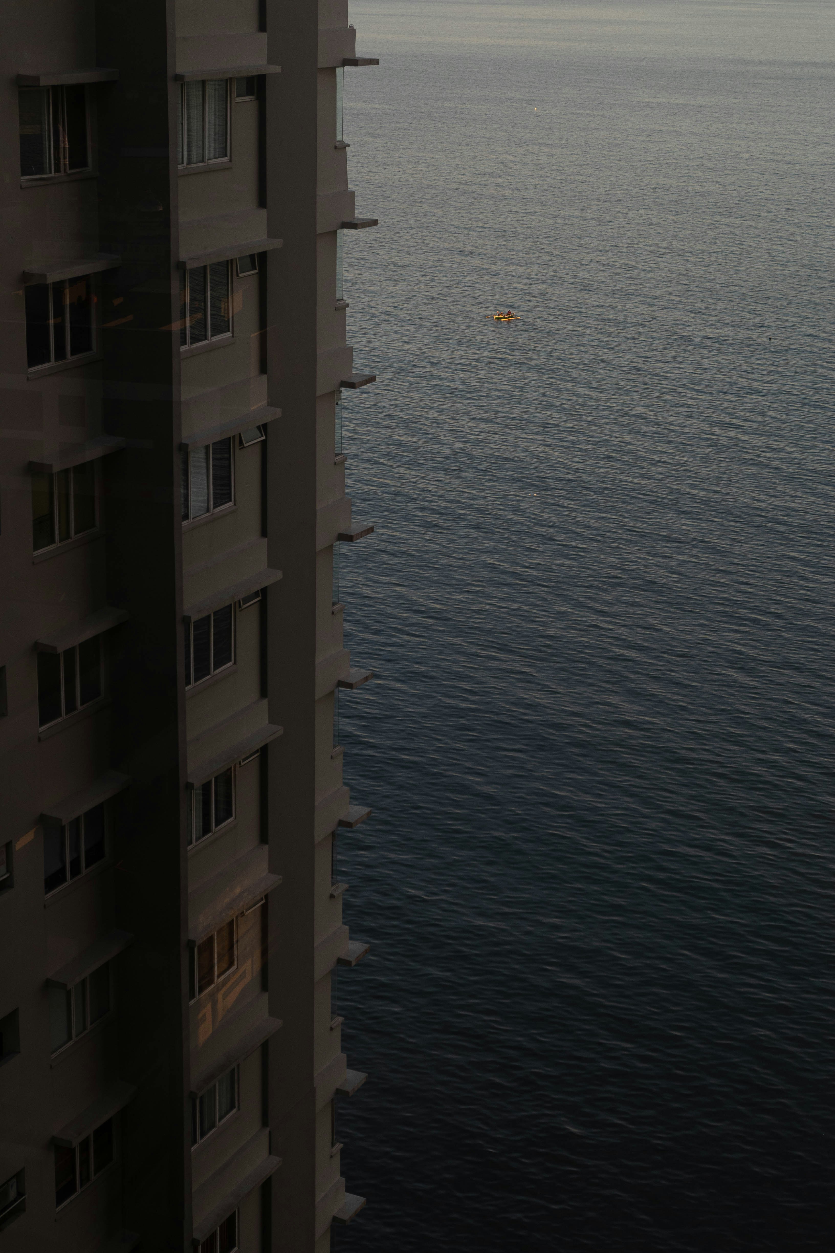 a view of a body of water from a high rise building
