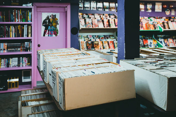 a book shelf filled with books