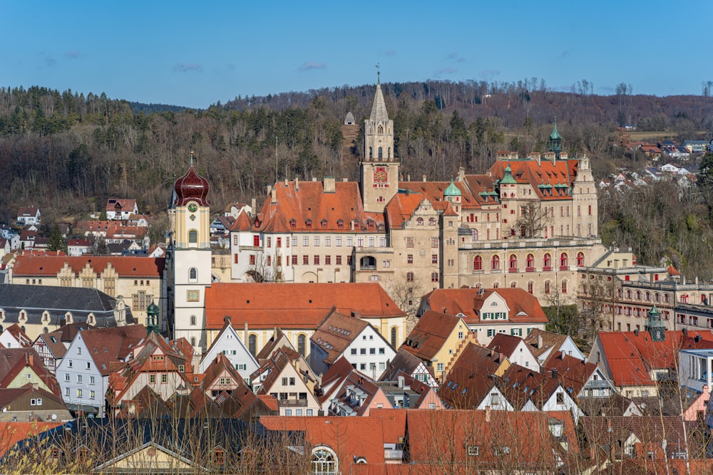 a view of a city from a hill