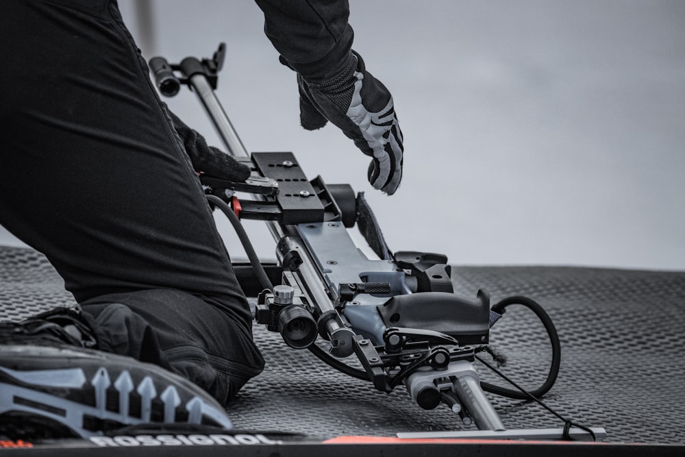 a close up of a person's feet on a bike