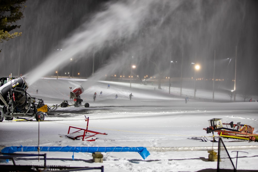 a fire hydrant spewing water onto a parking lot